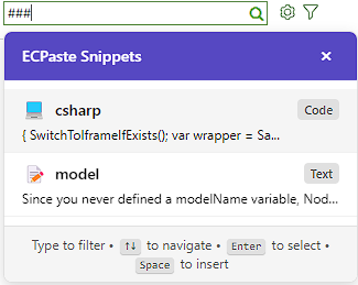 Inserting a snippet
